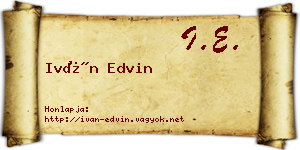 Iván Edvin névjegykártya